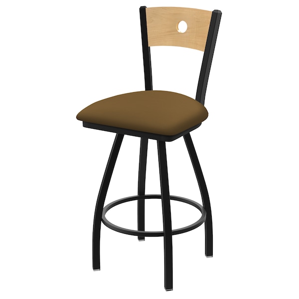 36" Swivel Counter Stool, Nickel Finish, Nat Back, Canter Saddle Seat